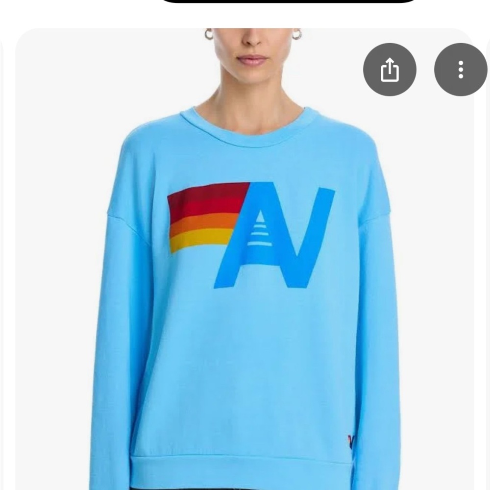 Aviator Nation Blue and Red Crewneck Sweater with Graphic Design
